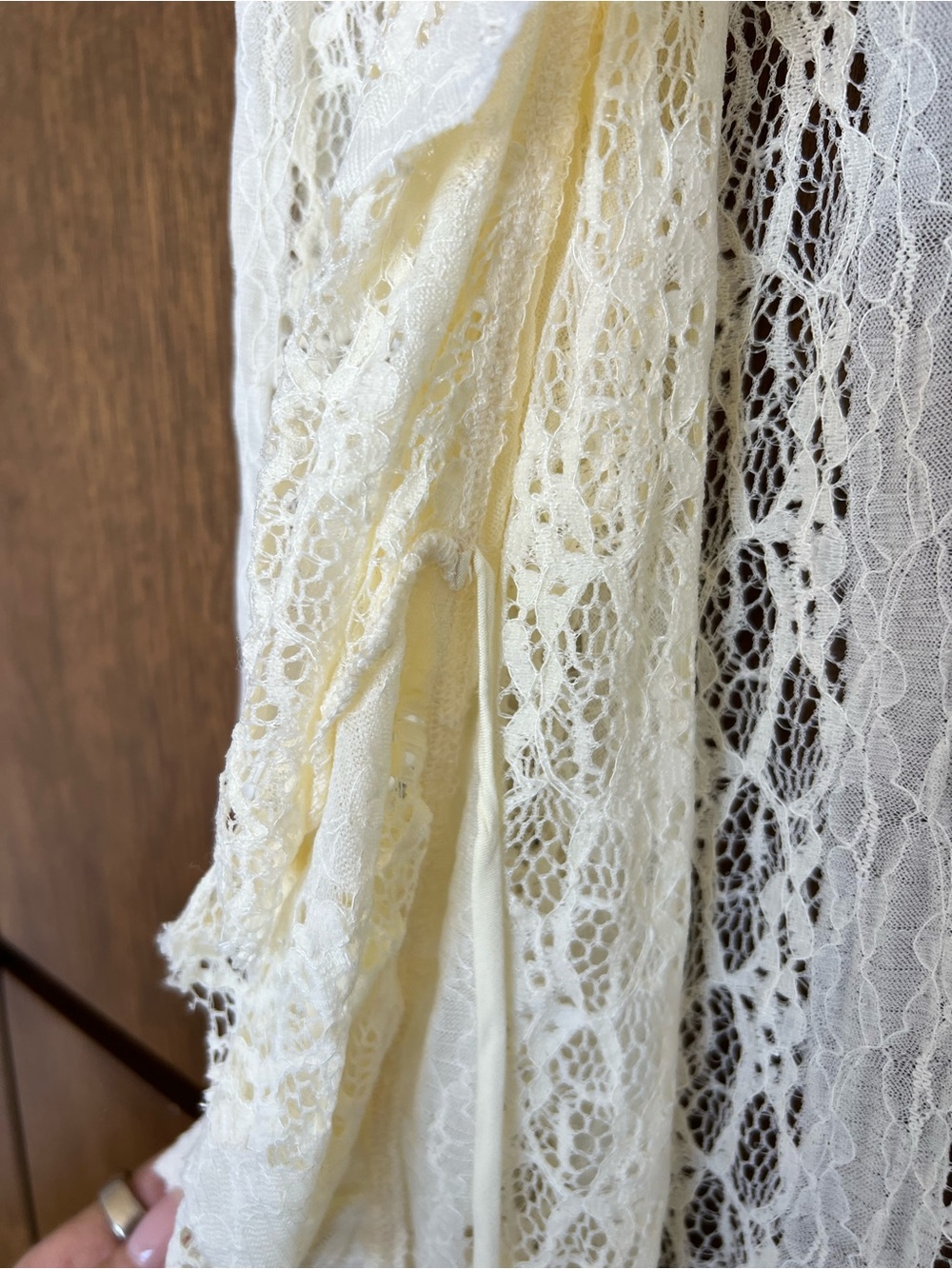 Cream Lace Ruffled Long Duster - Picture 4 of 7